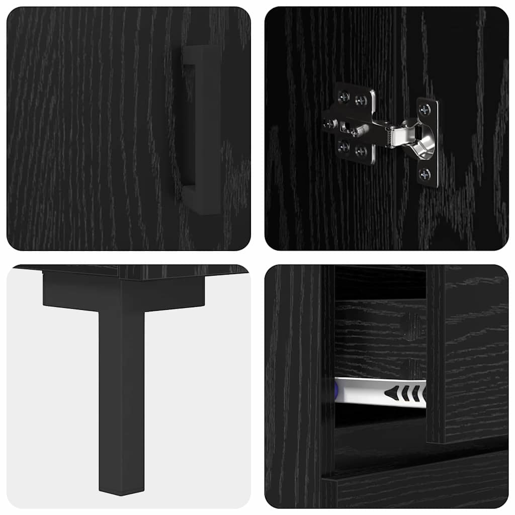 Highboard s ladicama 2 pcs Crni hrast Konstruirano drvo