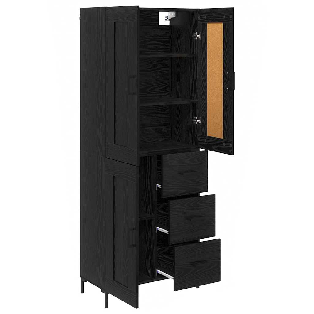 Highboard s ladicama 2 pcs Crni hrast Konstruirano drvo