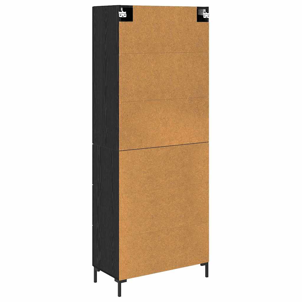 Highboard s ladicama 2 pcs Crni hrast Konstruirano drvo