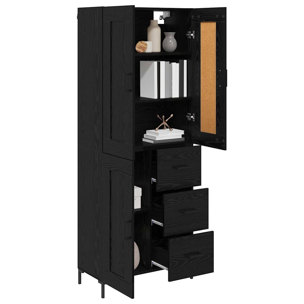 Highboard s ladicama 2 pcs Crni hrast Konstruirano drvo