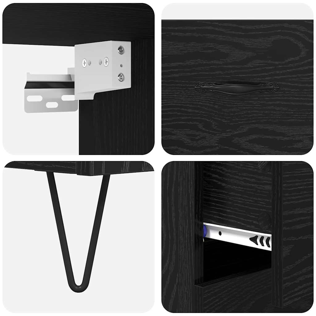 Highboard s ladicama 2 pcs Crni hrast Konstruirano drvo