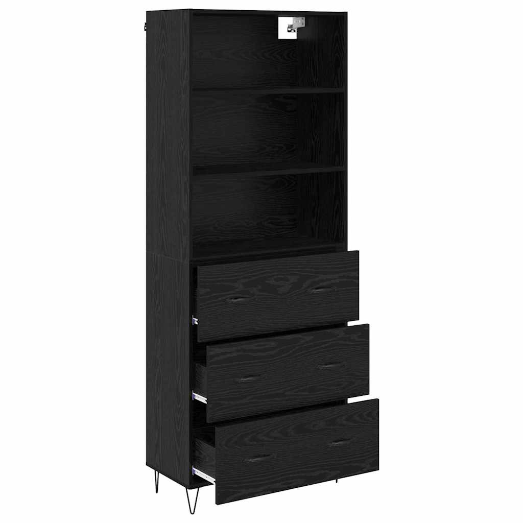 Highboard s ladicama 2 pcs Crni hrast Konstruirano drvo