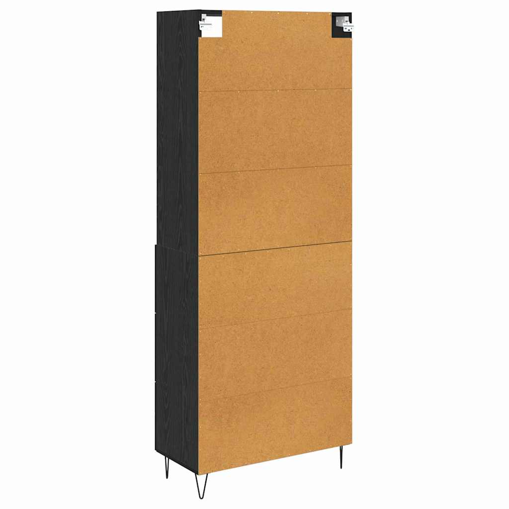 Highboard s ladicama 2 pcs Crni hrast Konstruirano drvo