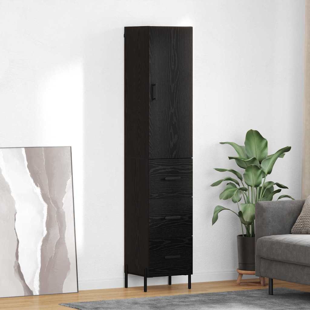 Highboard Crni hrast 34,5 x 34 x 180 cm Konstruirano drvo