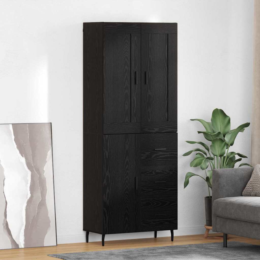 Highboard s ladicama 2 pcs Crni hrast Konstruirano drvo