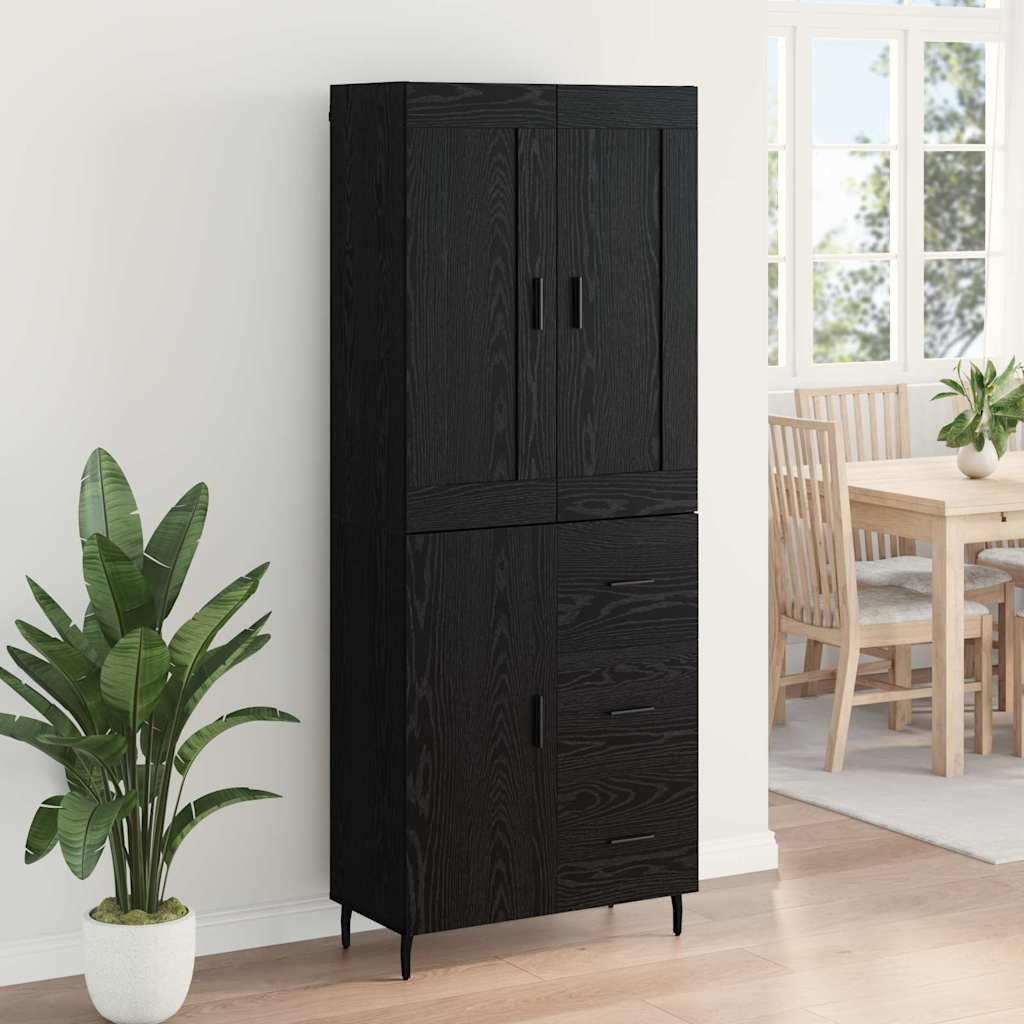 Highboard s ladicama 2 pcs Crni hrast Konstruirano drvo
