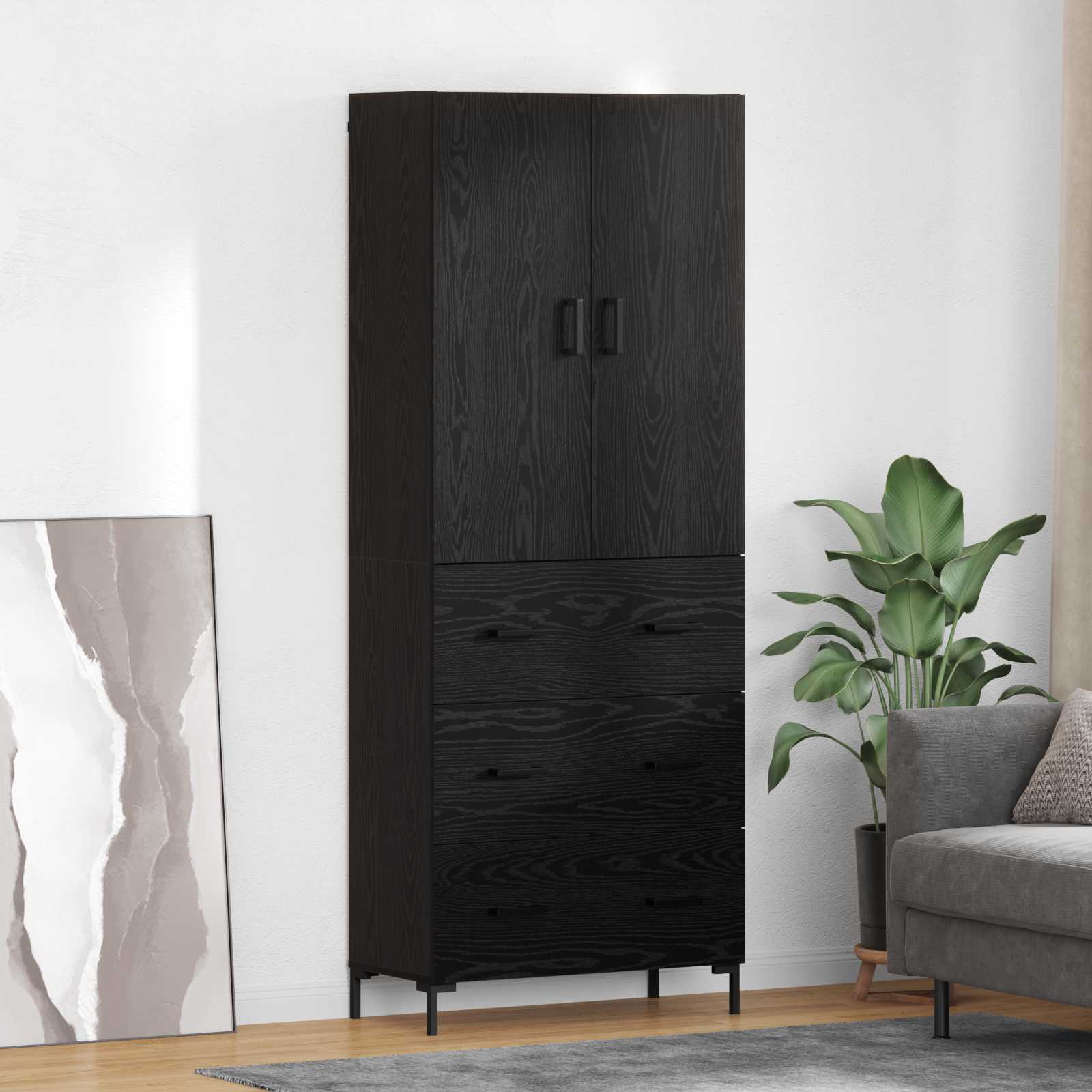 Highboard Zidne Crni hrast 69,5 x 34 x 180 cm Konstruirano drvo