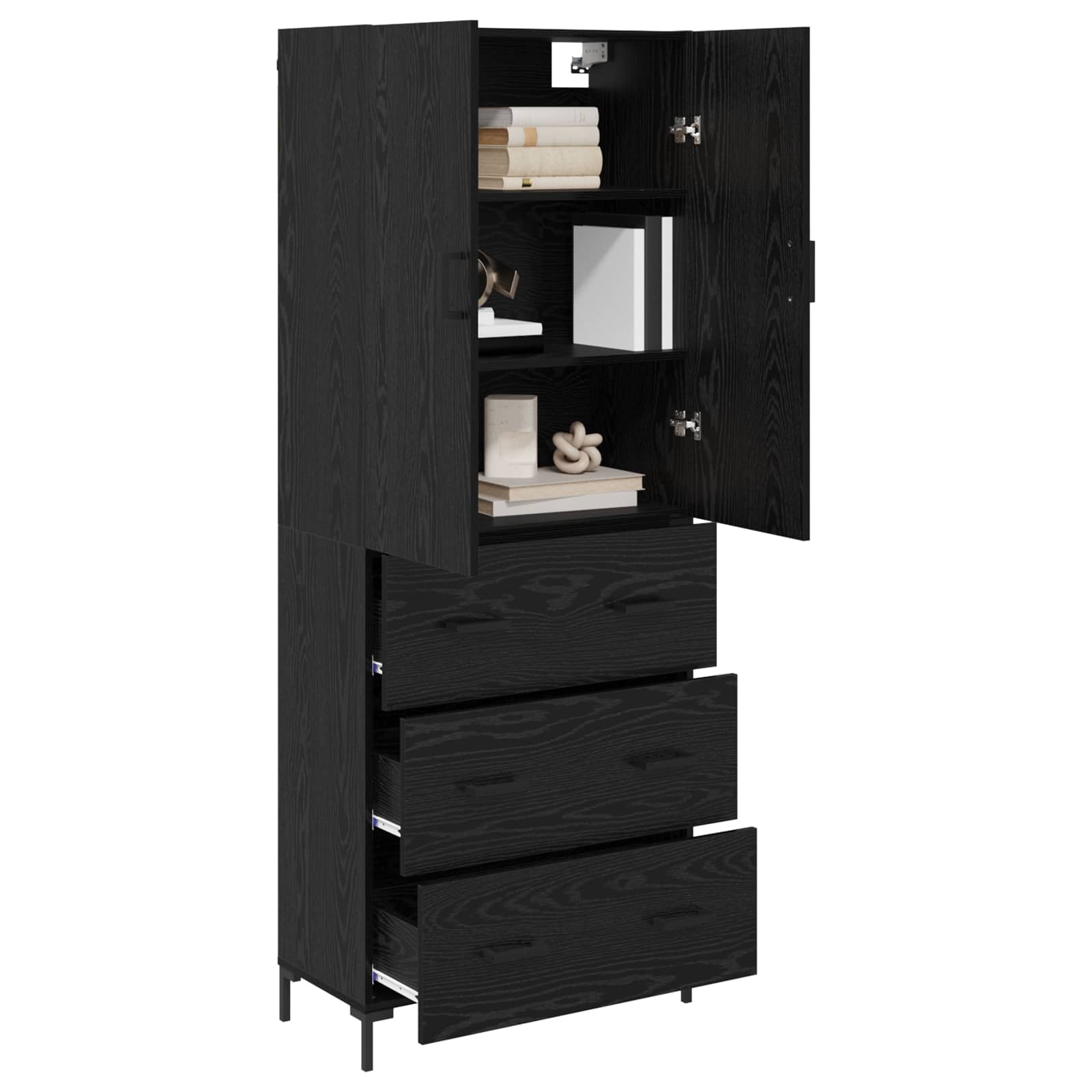 Highboard Zidne Crni hrast 69,5 x 34 x 180 cm Konstruirano drvo