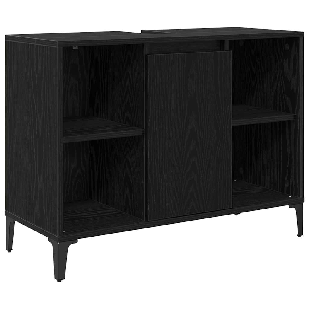 Set namještaja za kupaonicu 3 kom. Crni hrast Konstruirano drvo Crna 30 x 30 x 190 cm