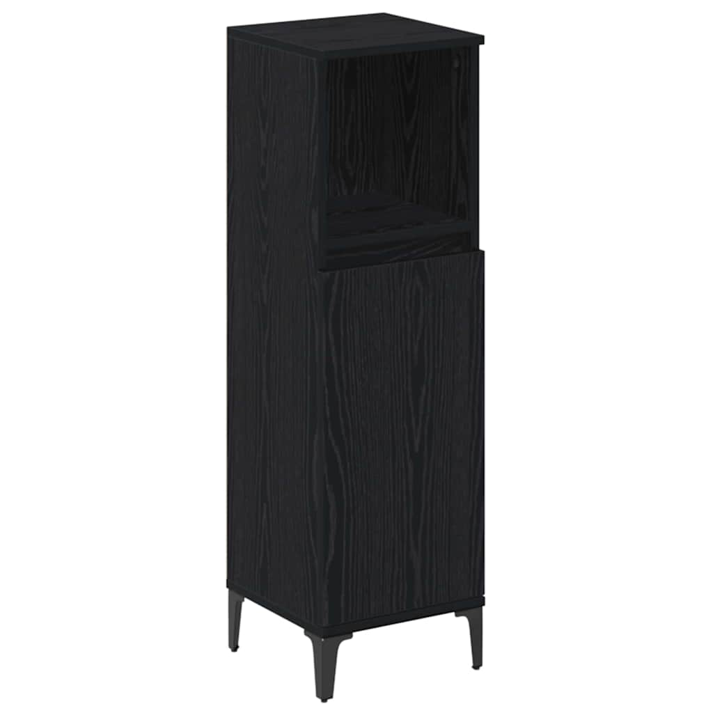 Set namještaja za kupaonicu 3 kom. Crni hrast Konstruirano drvo Crna 30 x 30 x 190 cm