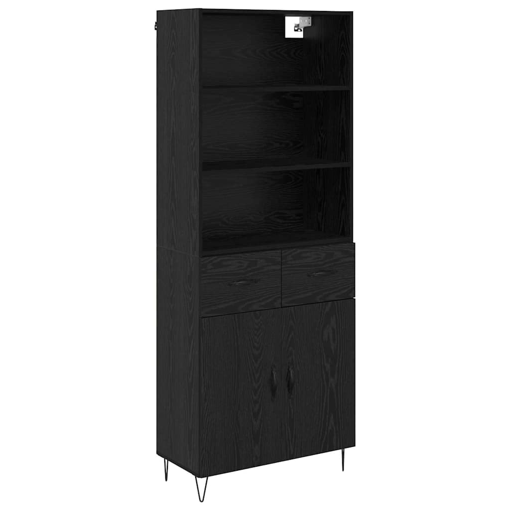 Highboard s ladicama 2 pcs Crni hrast Konstruirano drvo