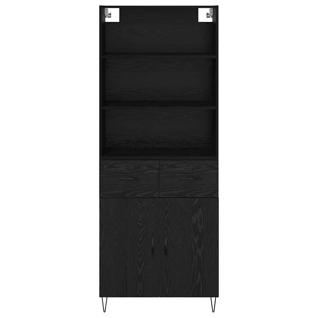 Highboard s ladicama 2 pcs Crni hrast Konstruirano drvo
