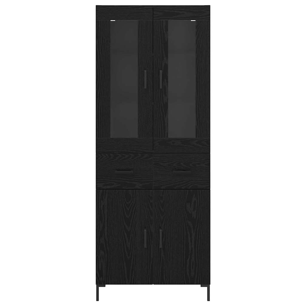 Highboard s ladicama 2 pcs Crni hrast Konstruirano drvo