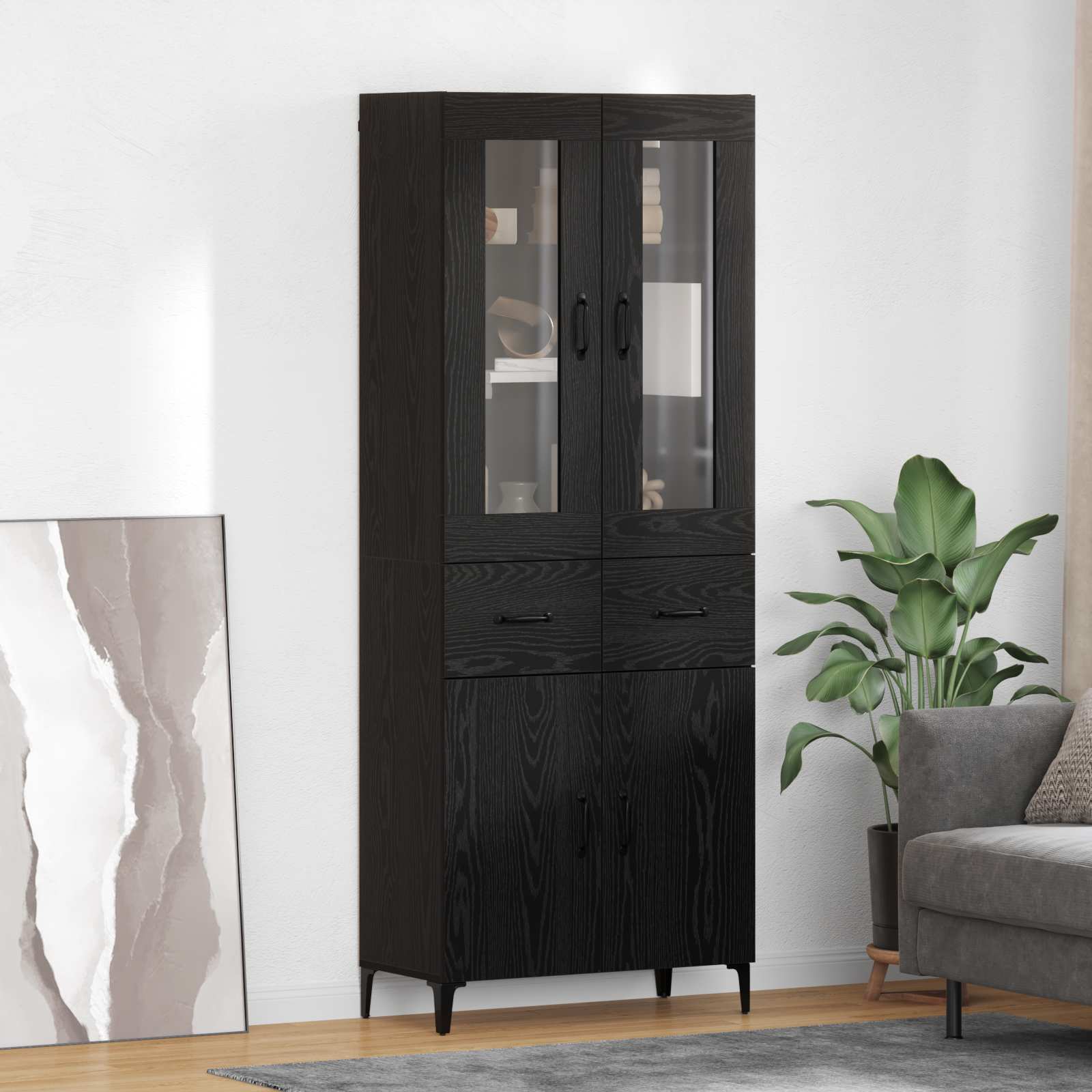 Highboard Zidne Crni hrast 69,5 x 34 x 180 cm Konstruirano drvo