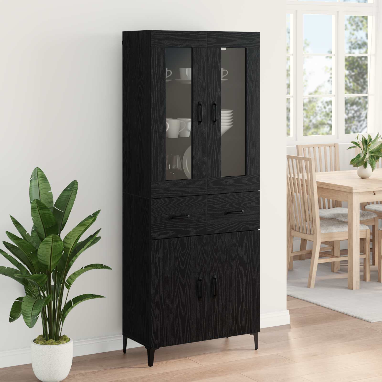 Highboard Zidne Crni hrast 69,5 x 34 x 180 cm Konstruirano drvo