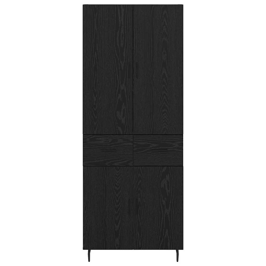 Highboard s ladicama 2 pcs Crni hrast Inženjerska drva i staklo