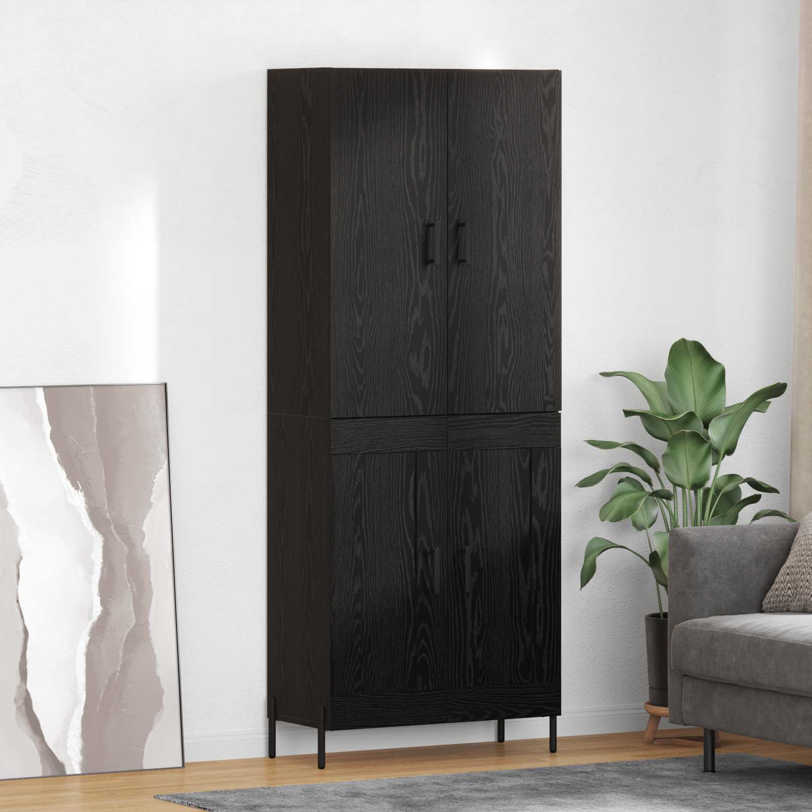 Highboard Zidne Crni hrast 69,5 x 34 x 180 cm Konstruirano drvo