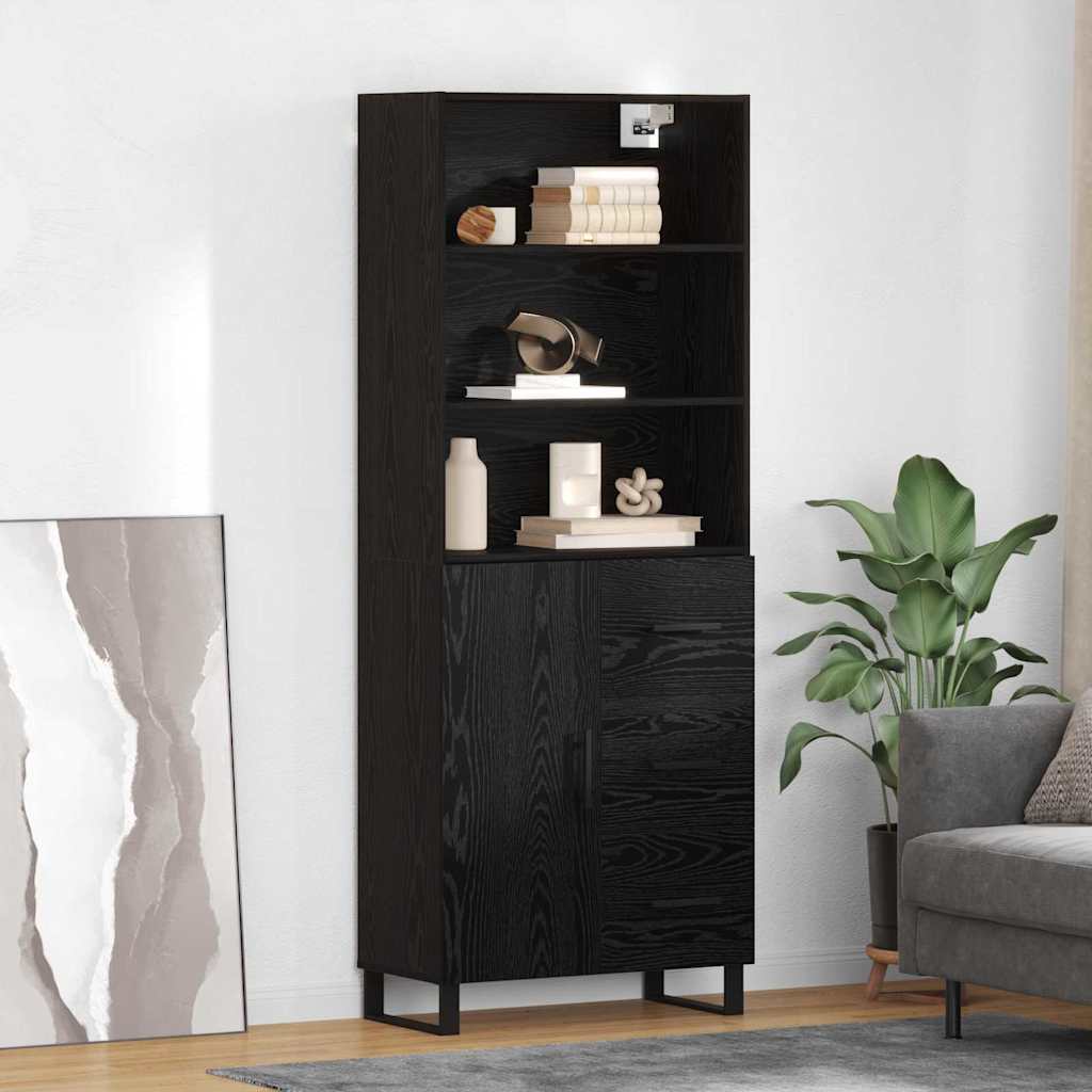 Highboard s ladicama 2 pcs Crni hrast Konstruirano drvo