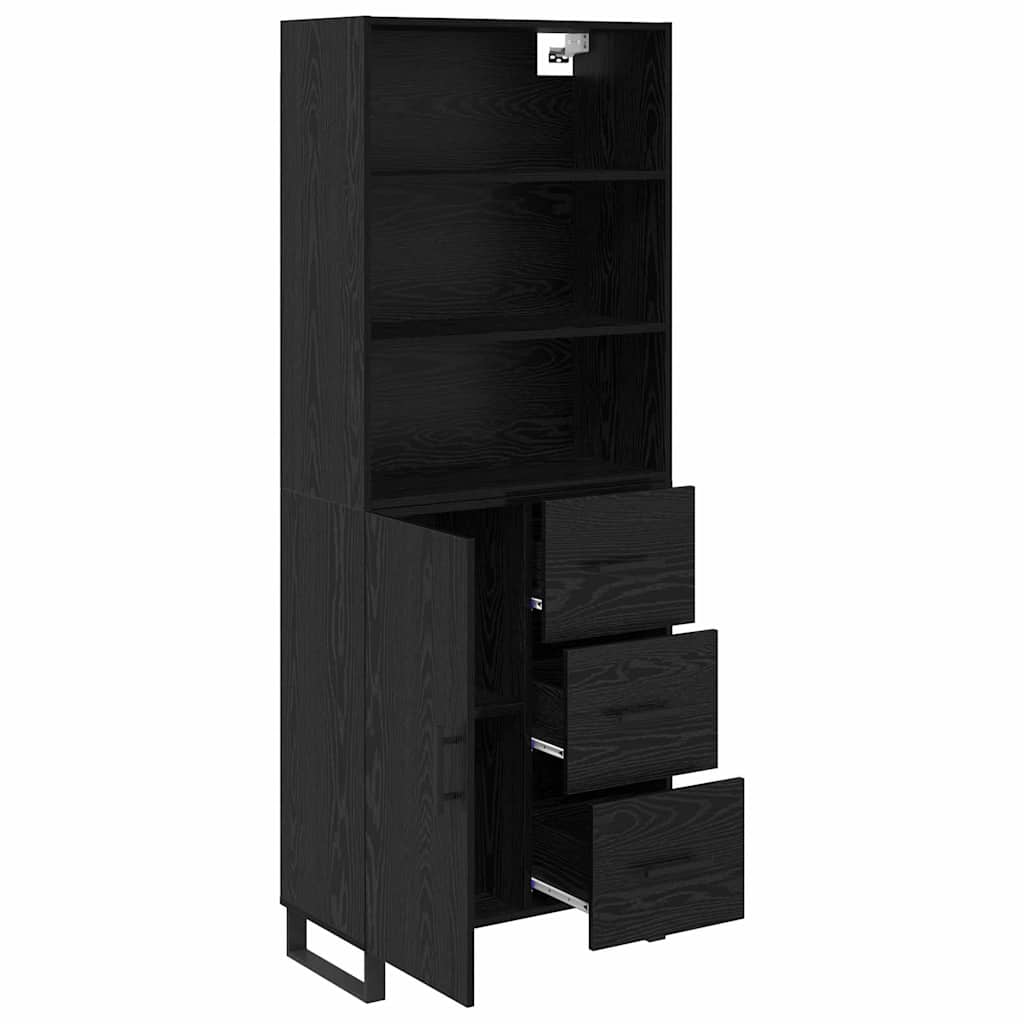 Highboard s ladicama 2 pcs Crni hrast Konstruirano drvo