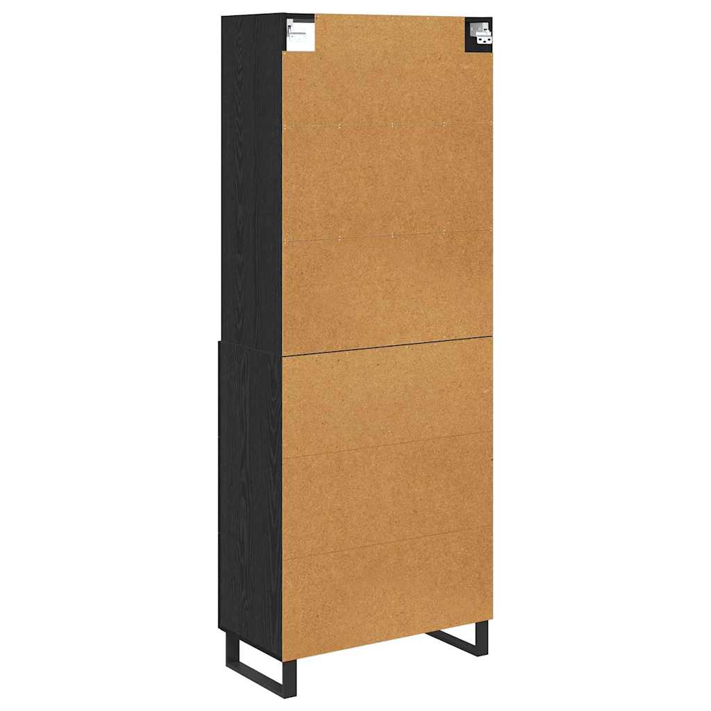 Highboard s ladicama 2 pcs Crni hrast Konstruirano drvo