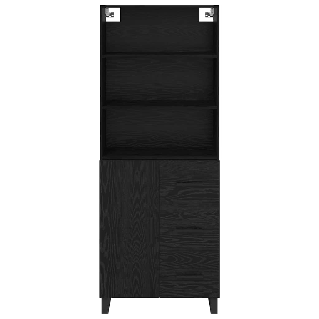 Highboard s ladicama 2 pcs Crni hrast Konstruirano drvo