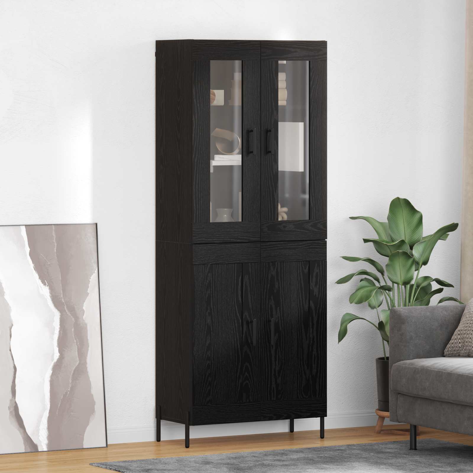 Highboard Zidne Crni hrast 69,5 x 34 x 180 cm Konstruirano drvo