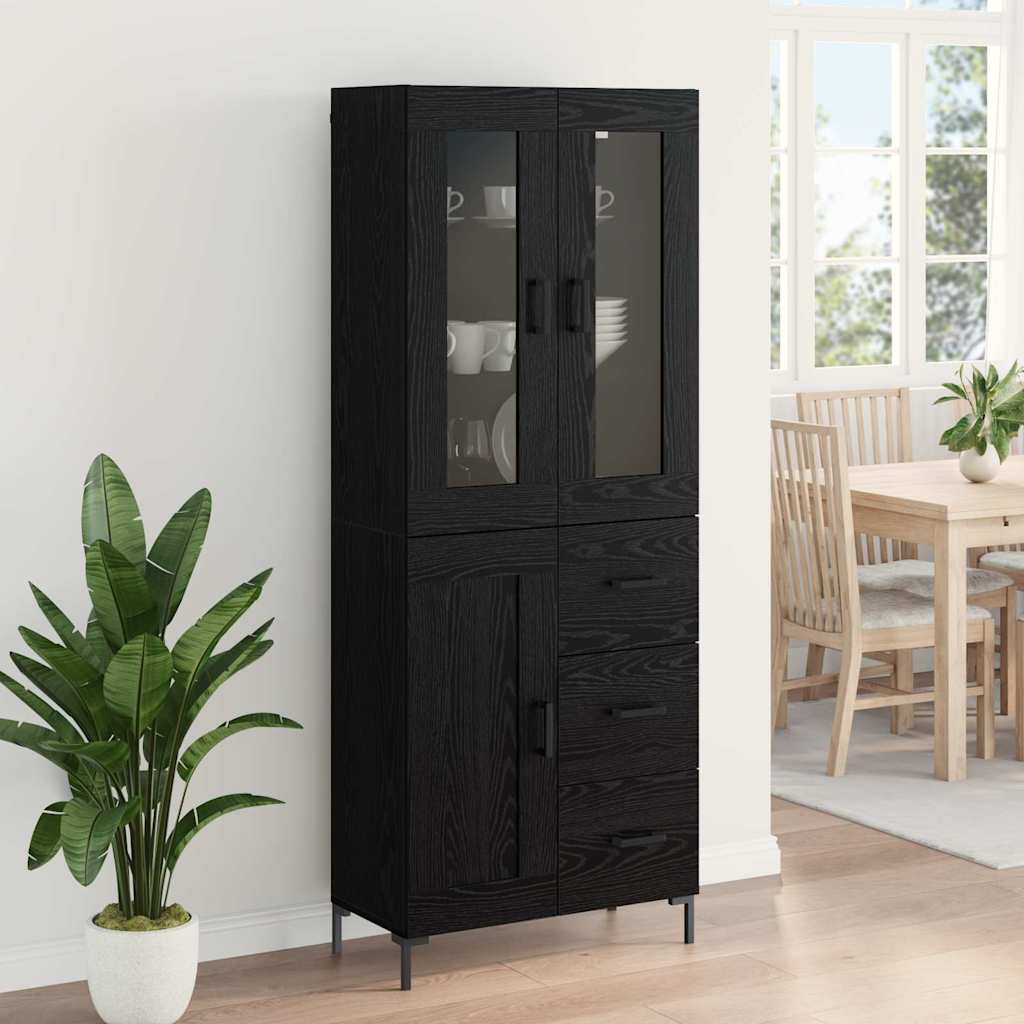 Highboard s ladicama 2 pcs Crni hrast Konstruirano drvo
