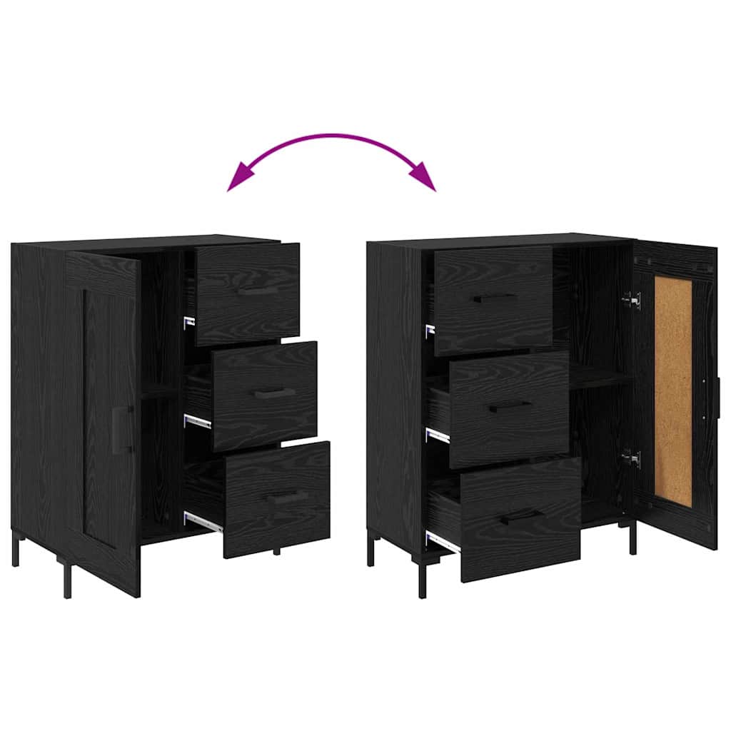 Highboard s ladicama 2 pcs Crni hrast Konstruirano drvo