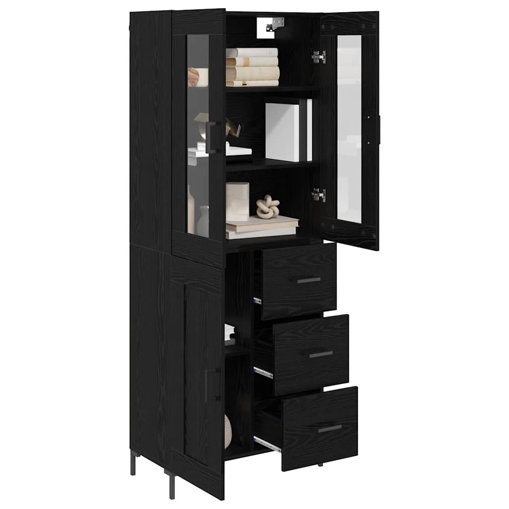Highboard s ladicama 2 pcs Crni hrast Konstruirano drvo