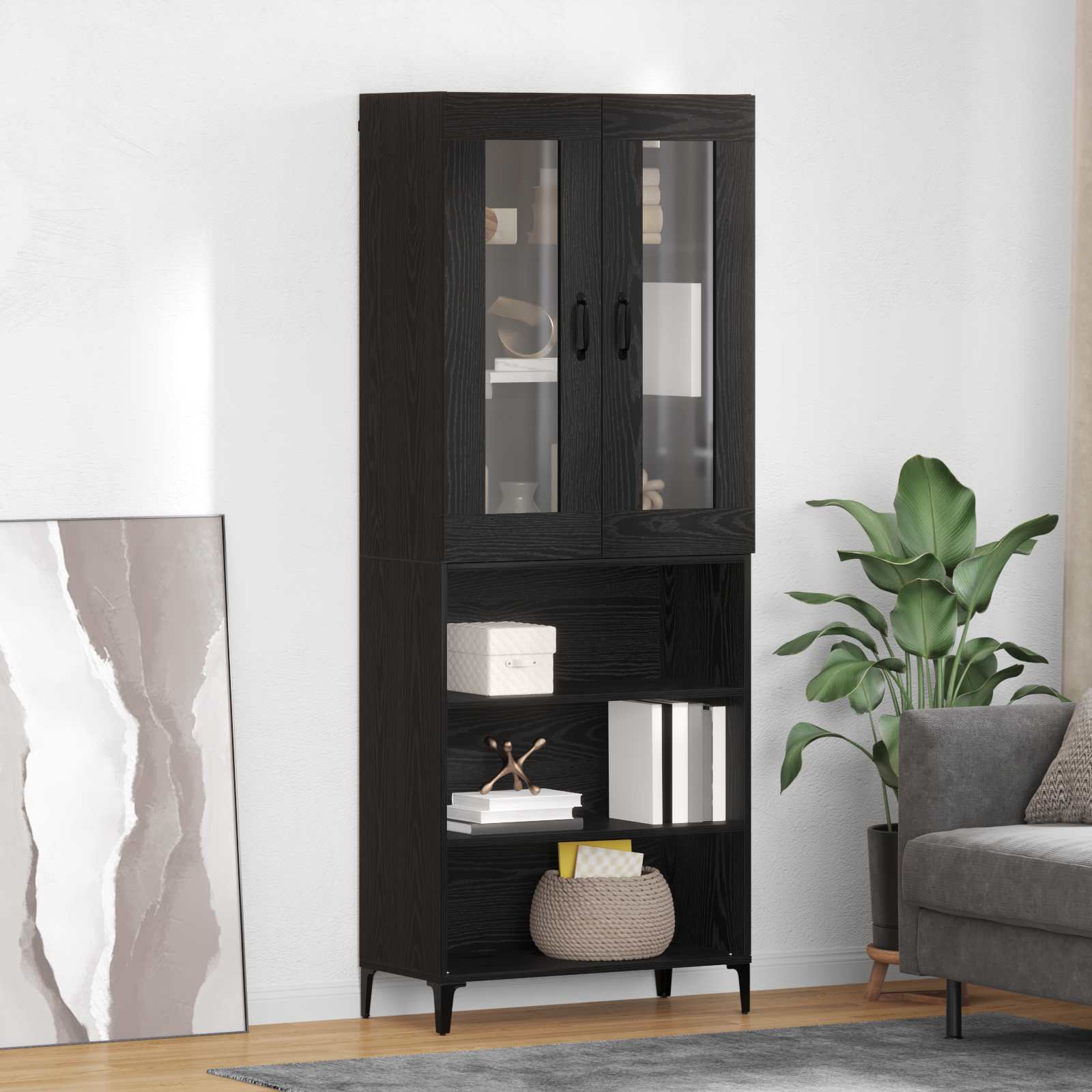 Highboard Crni hrast 69,5 x 34 x 180 cm Konstruirano drvo