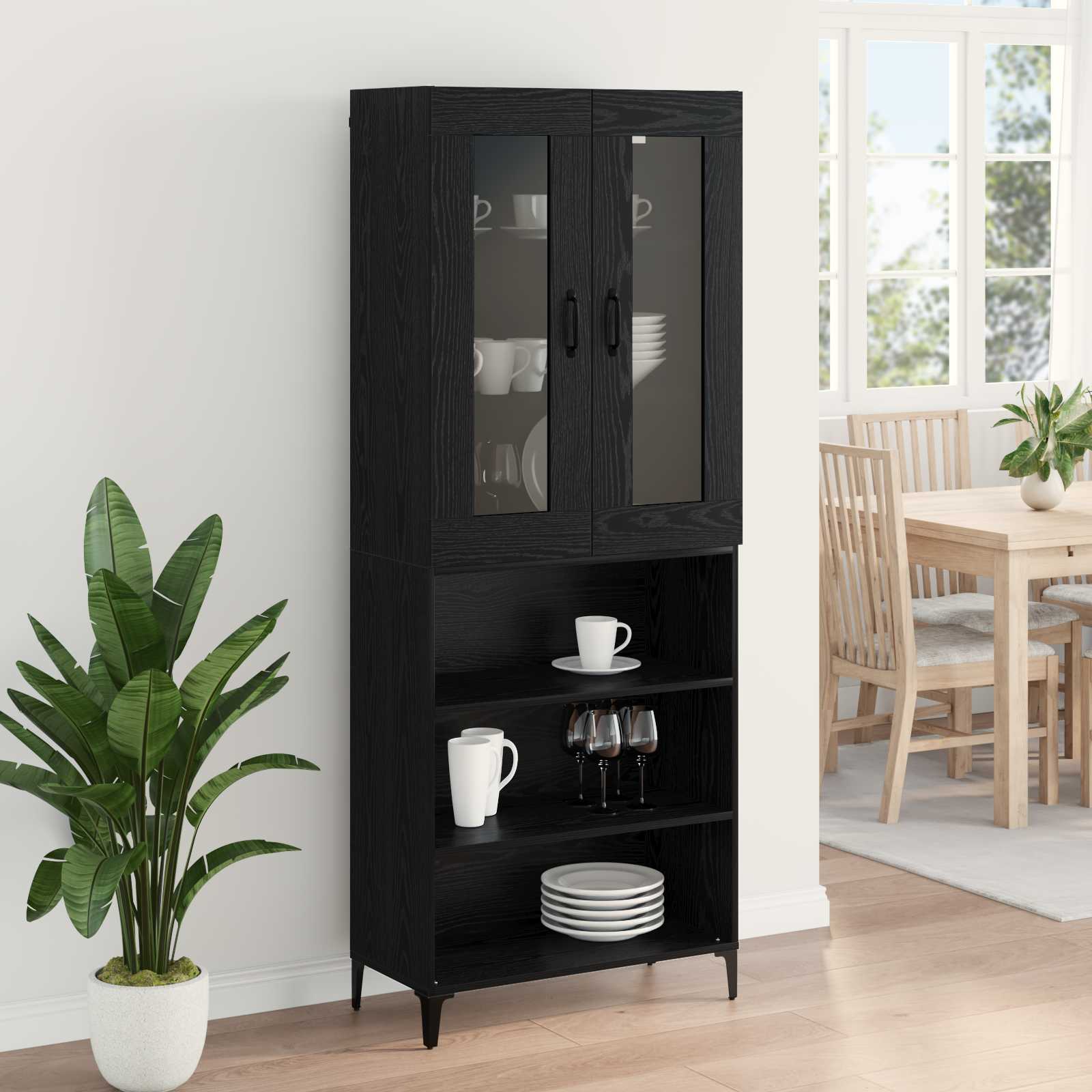 Highboard Crni hrast 69,5 x 34 x 180 cm Konstruirano drvo