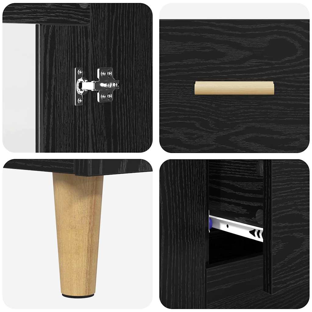 Highboard s ladicama Crni hrast 69,5 x 34 x 180 cm