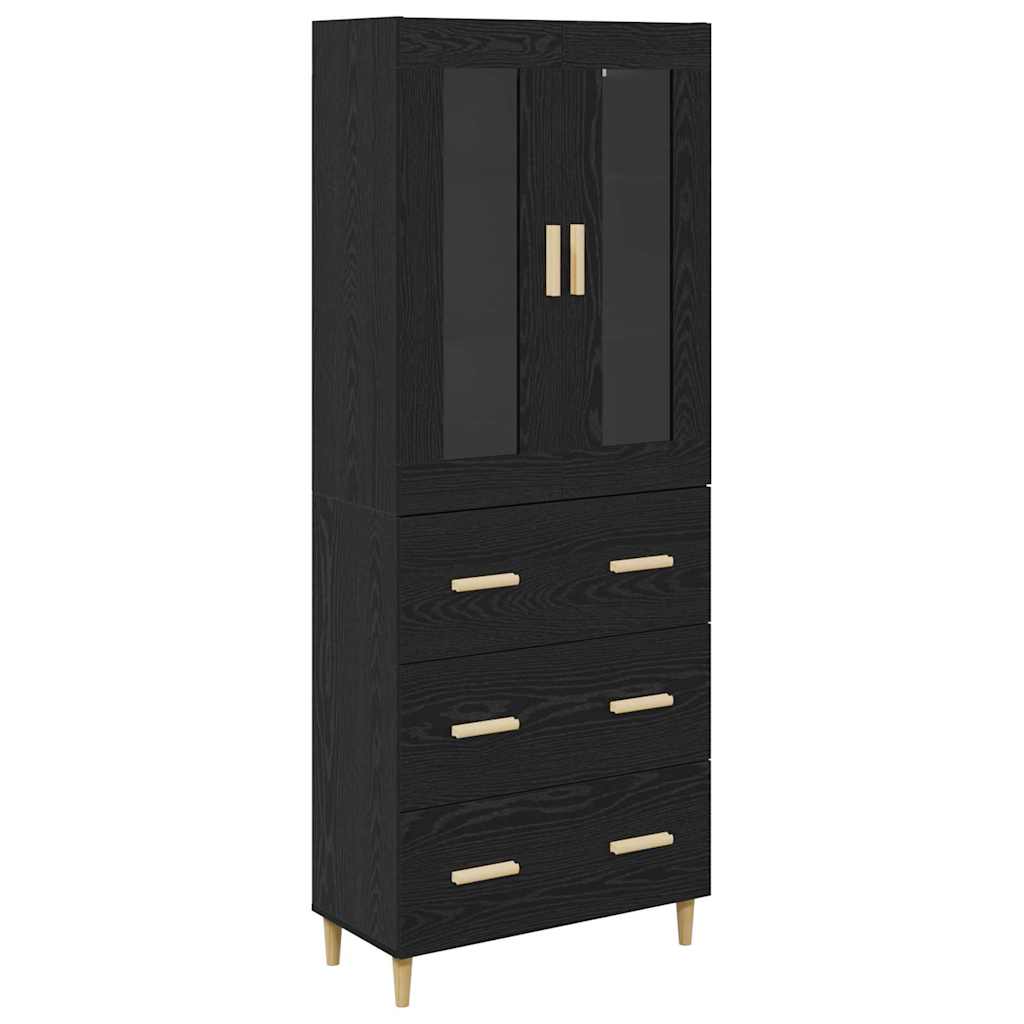 Highboard s ladicama Crni hrast 69,5 x 34 x 180 cm