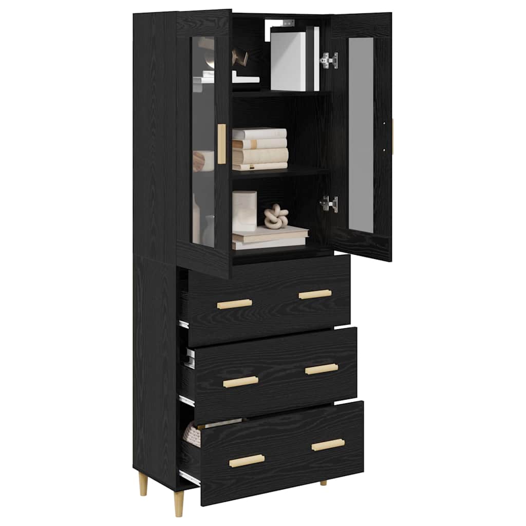 Highboard s ladicama Crni hrast 69,5 x 34 x 180 cm