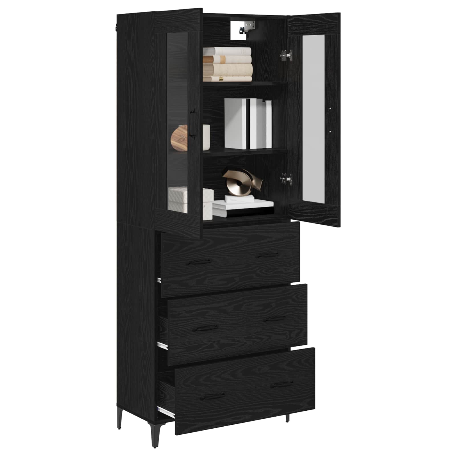 Highboard Zidne Crni hrast 69,5 x 34 x 180 cm Konstruirano drvo