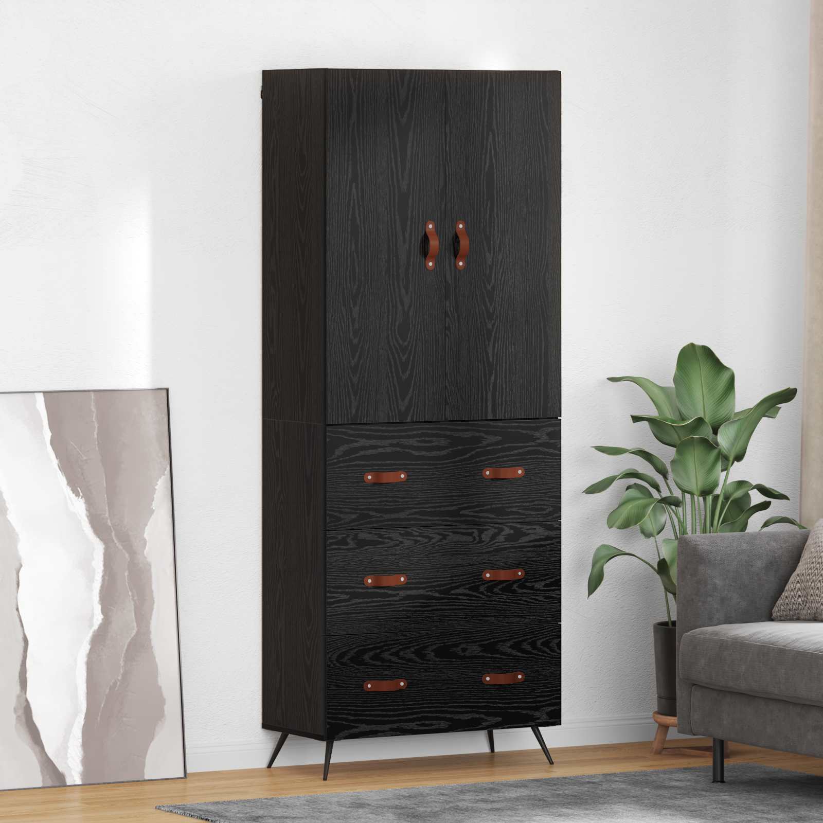 Highboard Crni hrast 69,5 x 34 x 180 cm Konstruirano drvo
