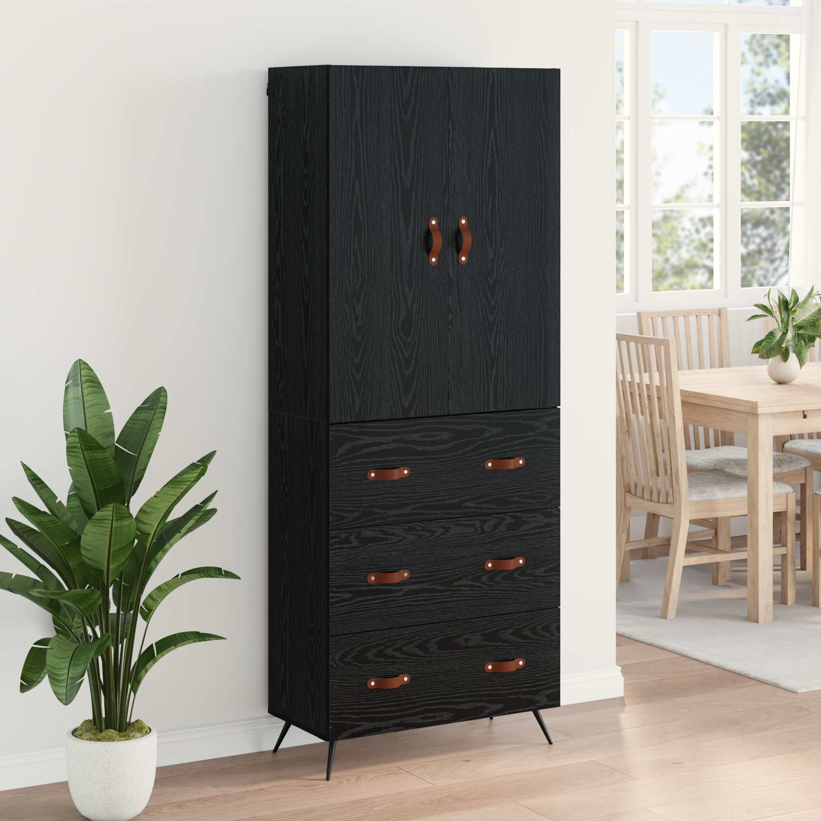 Highboard Crni hrast 69,5 x 34 x 180 cm Konstruirano drvo