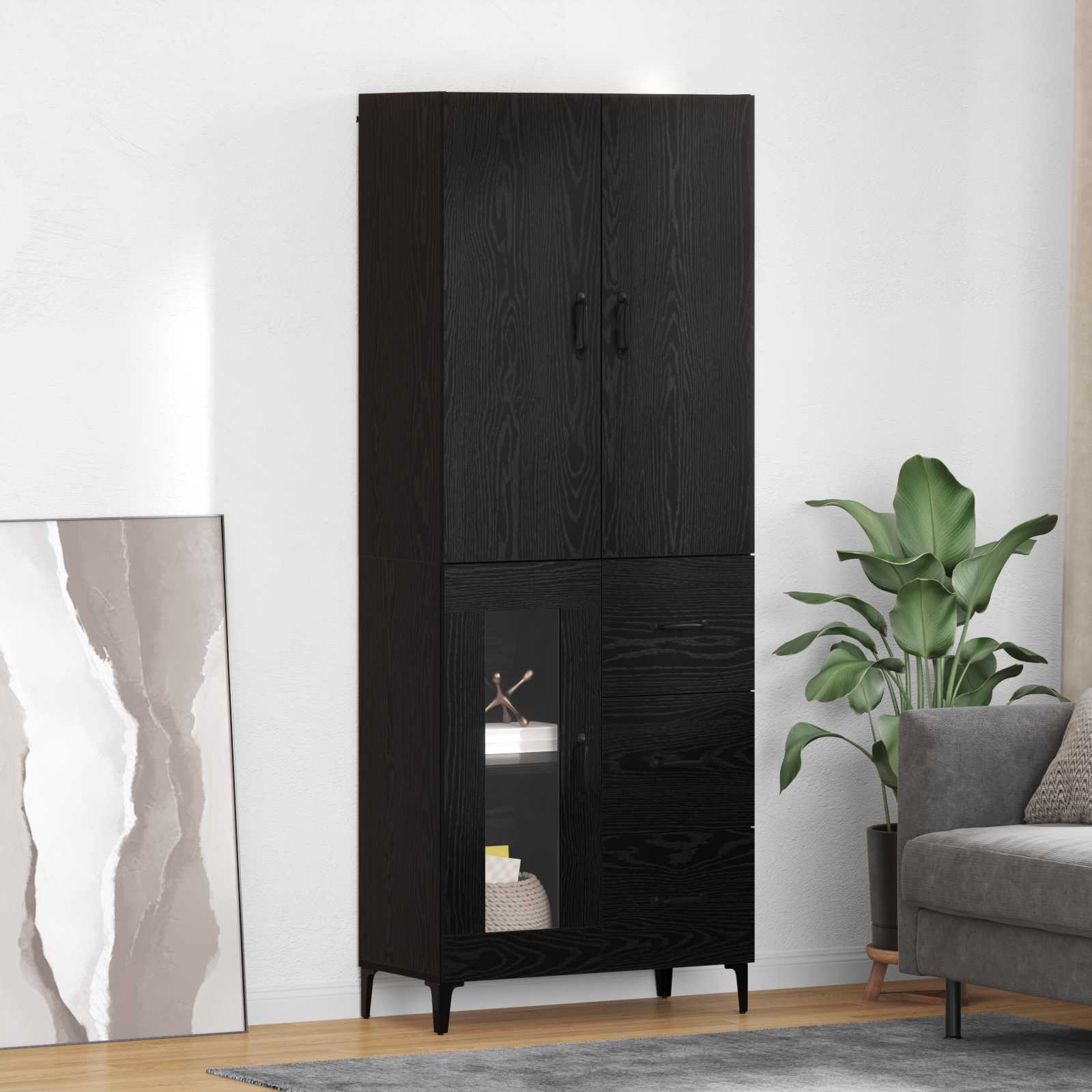 Highboard Crni hrast 69,5 x 34 x 180 cm Konstruirano drvo