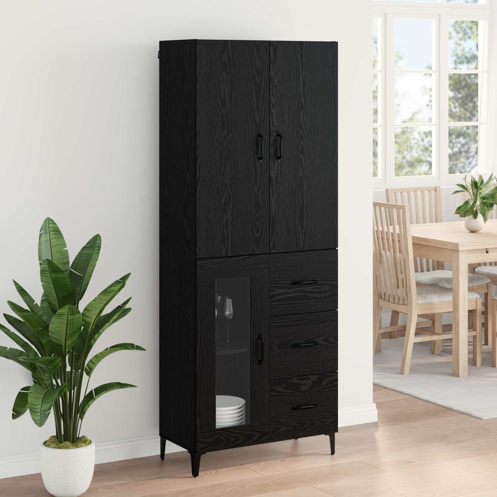 Highboard Crni hrast 69,5 x 34 x 180 cm Konstruirano drvo