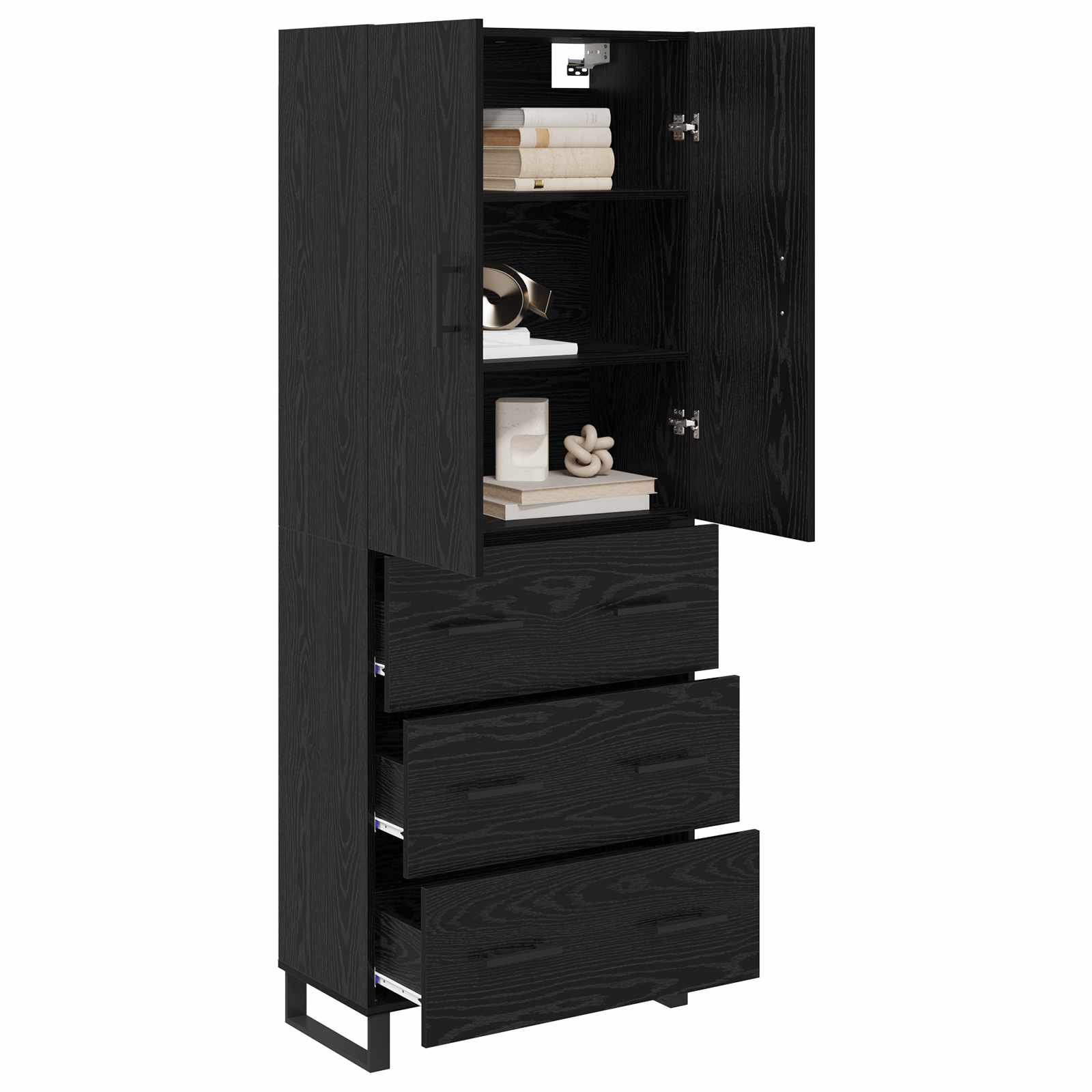 Highboard s ladicama 2 pcs Crni hrast 69,5 x 34 x 180 cm