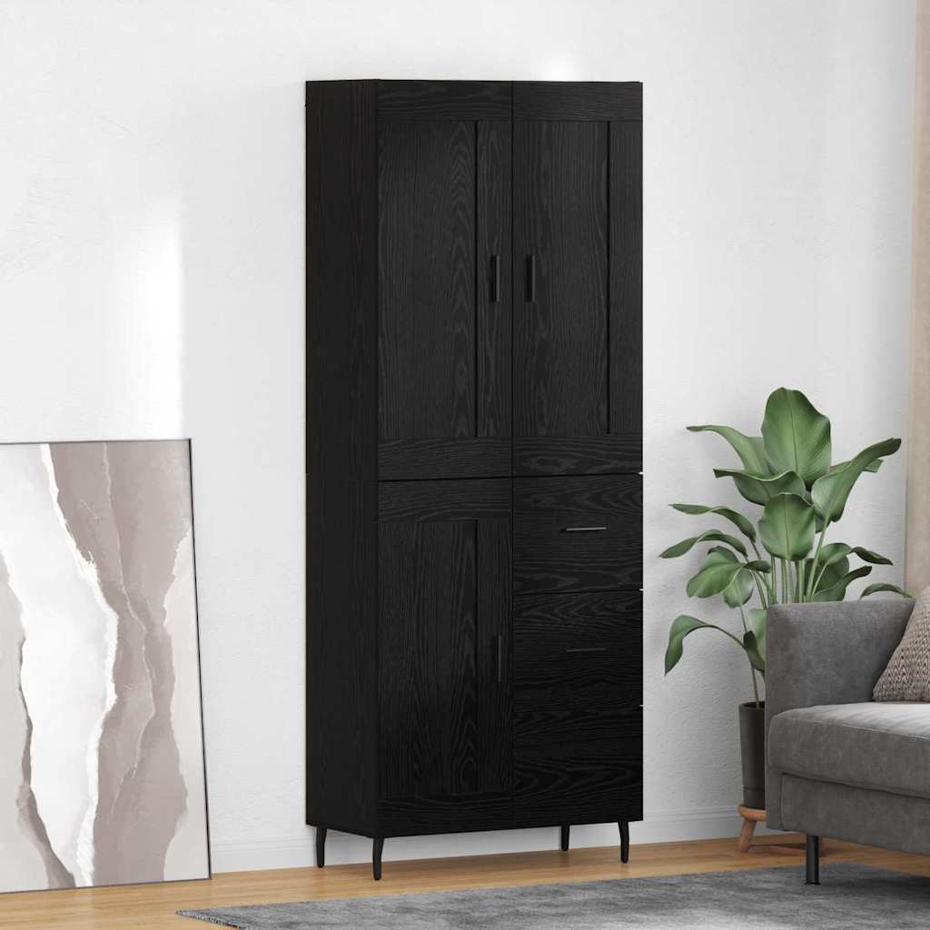 Highboard 2 pcs Crni hrast 69,5 x 34 x 180 cm Konstruirano drvo