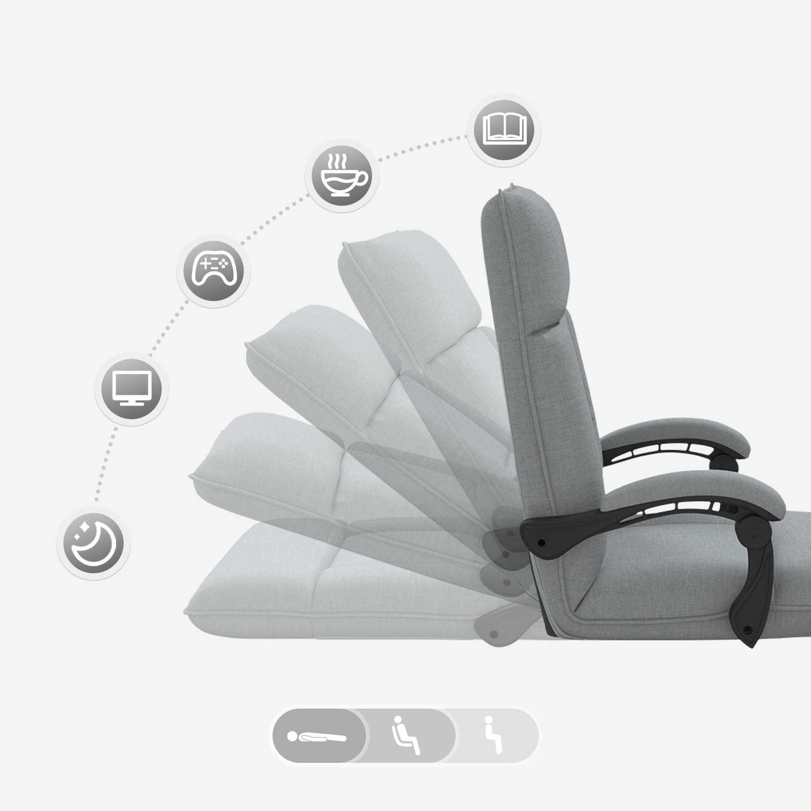 Podesivi podni naslonjač Svjetlosiva Tkanina
