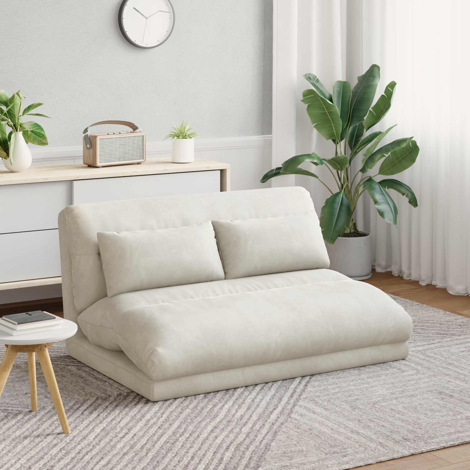 Podesivi podni naslonjač Krem Baršun