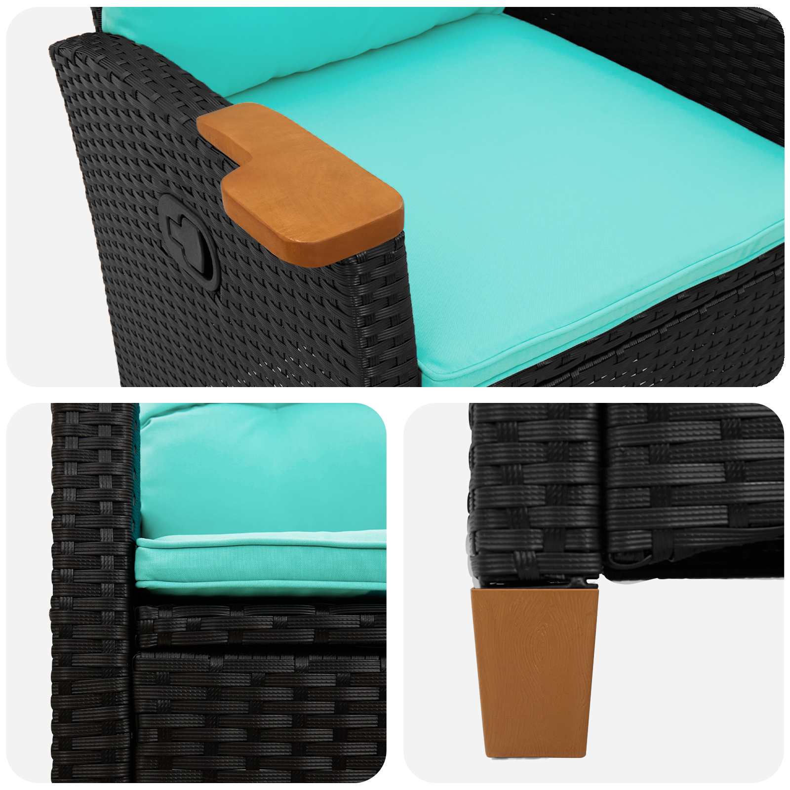 Fotelja za ležanje s pločom za čaj 62 x 64 x 112 cm poliratan