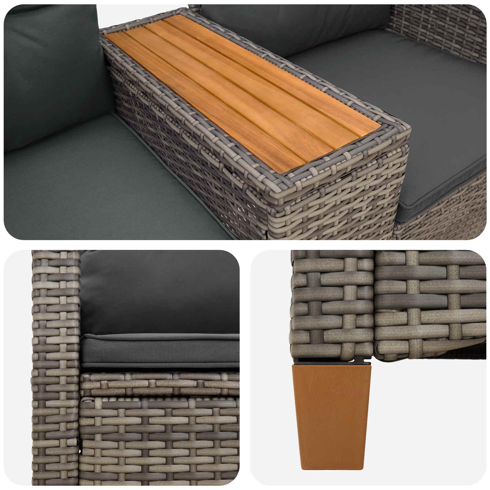 Rekreativna klupa s stolom Siva i tamno siva 126 x 65 x 112 cm