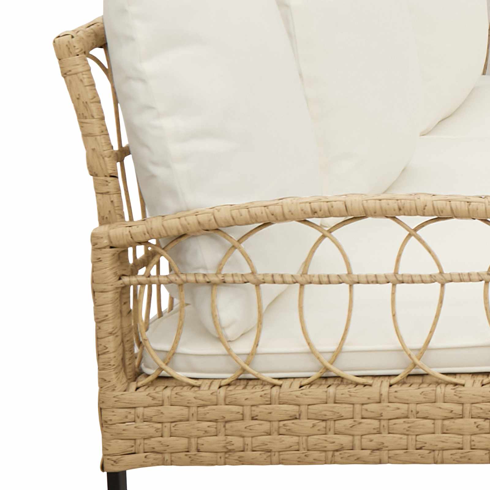 Sjedeća garnitura za vrt 2 pcs Prirodna Poli Rattan Čelik
