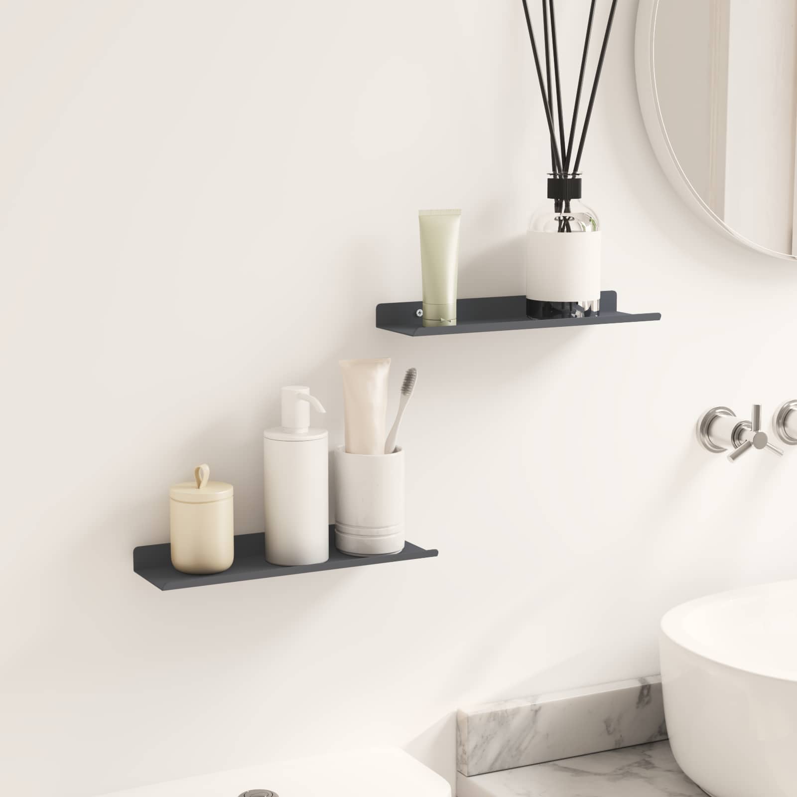 Lebdeća polica Zidne 2 pcs Antracit 30 x 9 x 2,5 cm Čelik