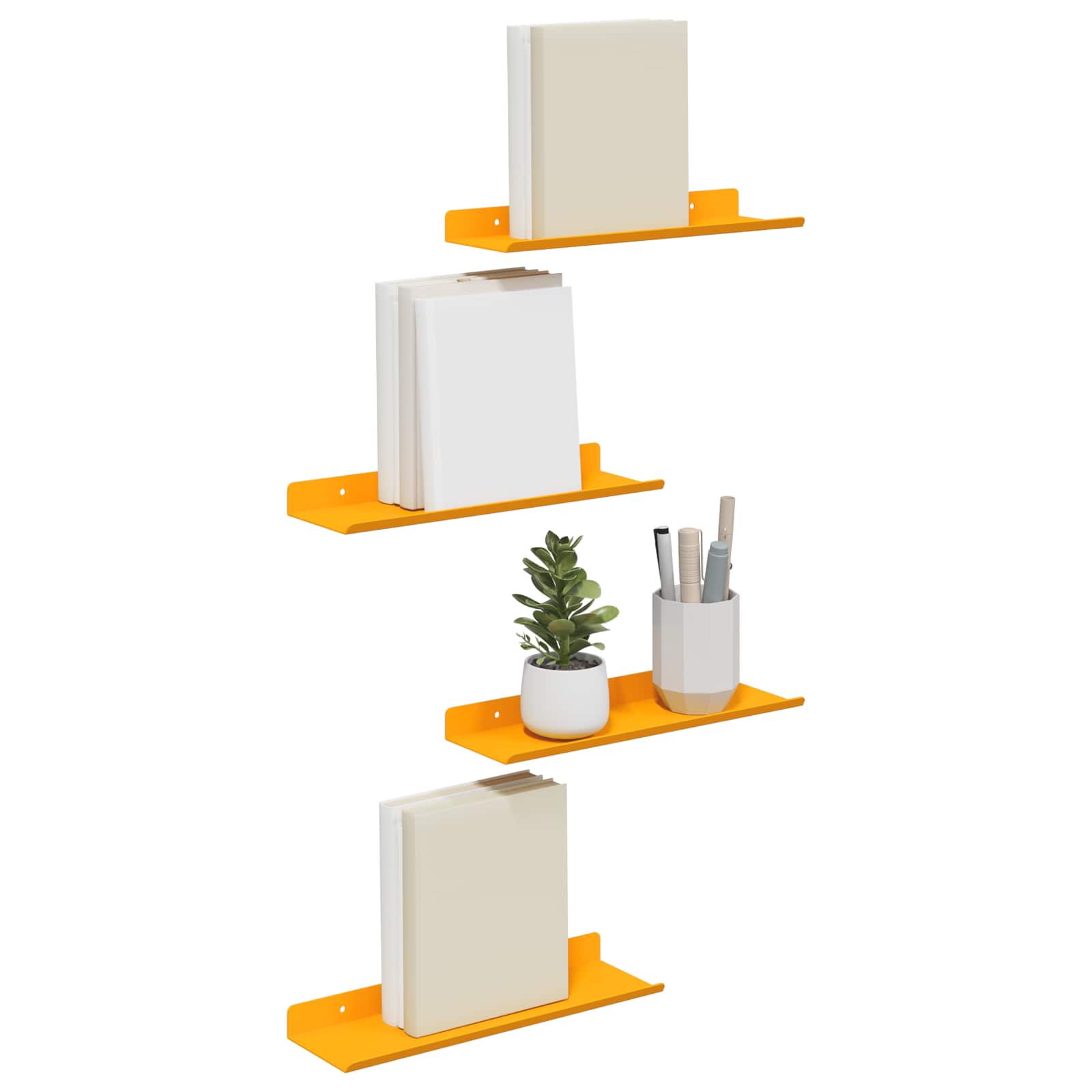 Lebdeća polica Zidne 4 pcs Žuta 30 x 9 x 2,5 cm Čelik