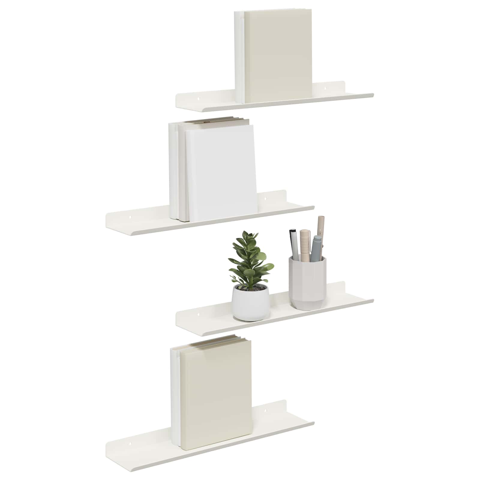 Lebdeća polica Zidne 4 pcs Bijeli 40 x 8,5 x 2,5 cm Čelik
