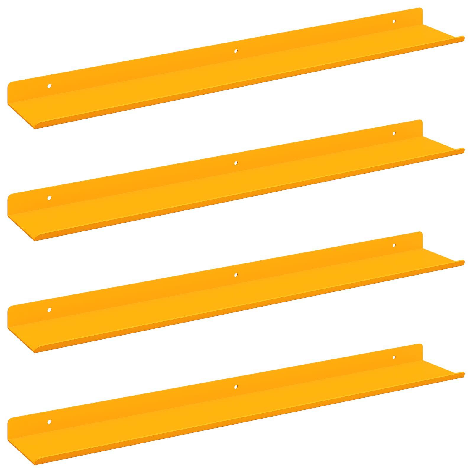 Lebdeća polica Zidne 4 pcs Žuta 60 x 8,5 x 2,5 cm Čelik